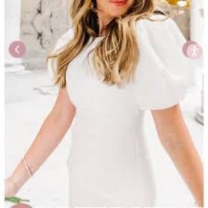 Ivy City: NWT:White Shimmer Puff Sleeve Dress: Small